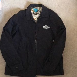 Black polyester cotton blend jacket Volcom brand.
